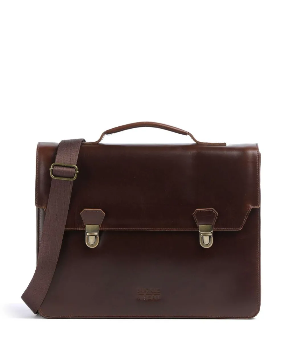 Crazy Horse Notes Briefcase 15″ cow leather dark brown