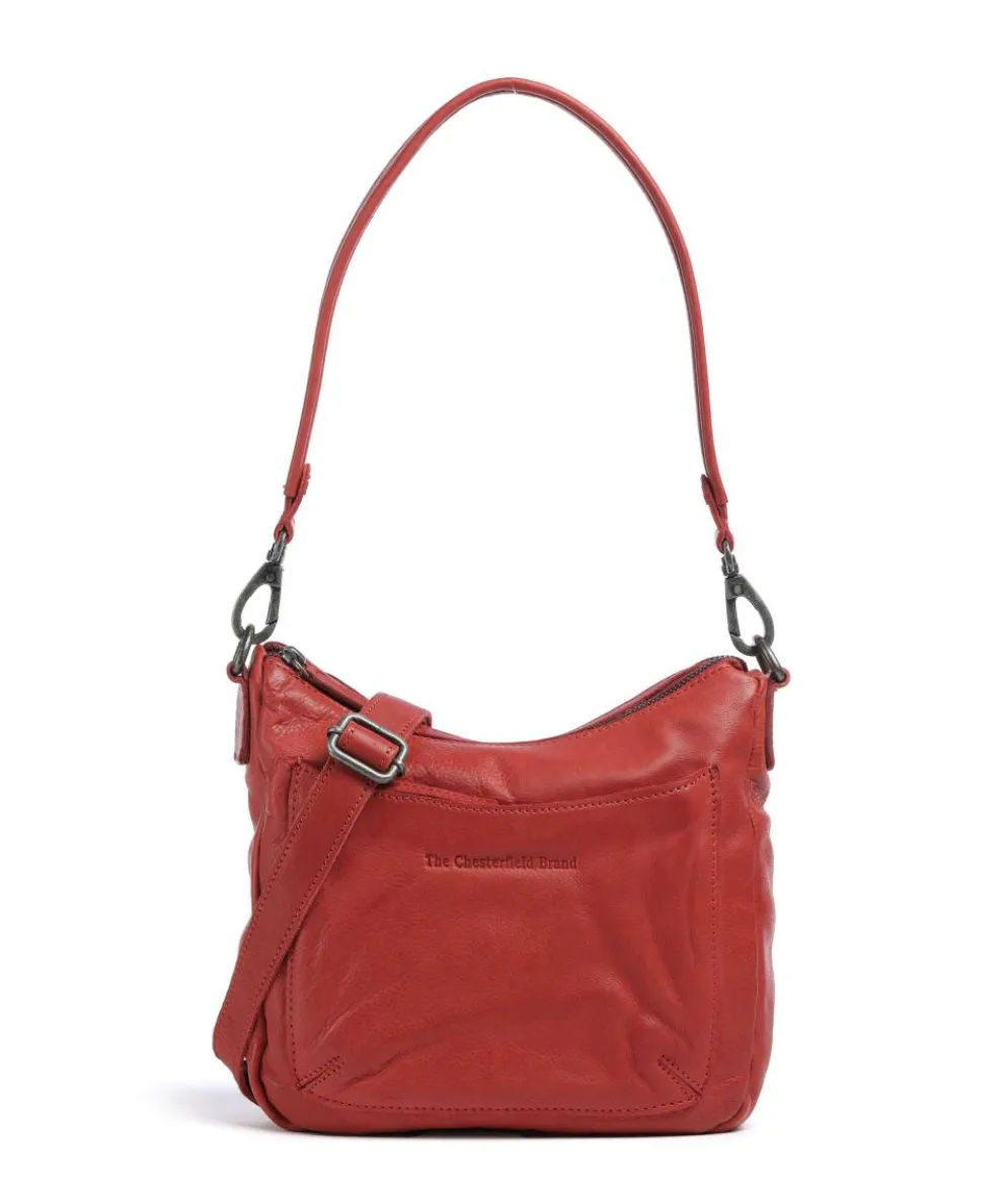 Washed Waxed Cow Caroline Shoulder bag grained cow leather red
