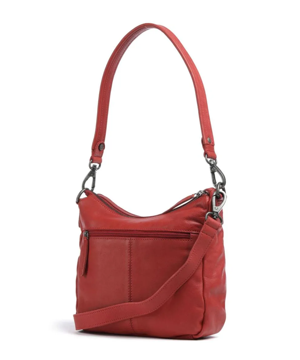 Washed Waxed Cow Caroline Shoulder bag grained cow leather red