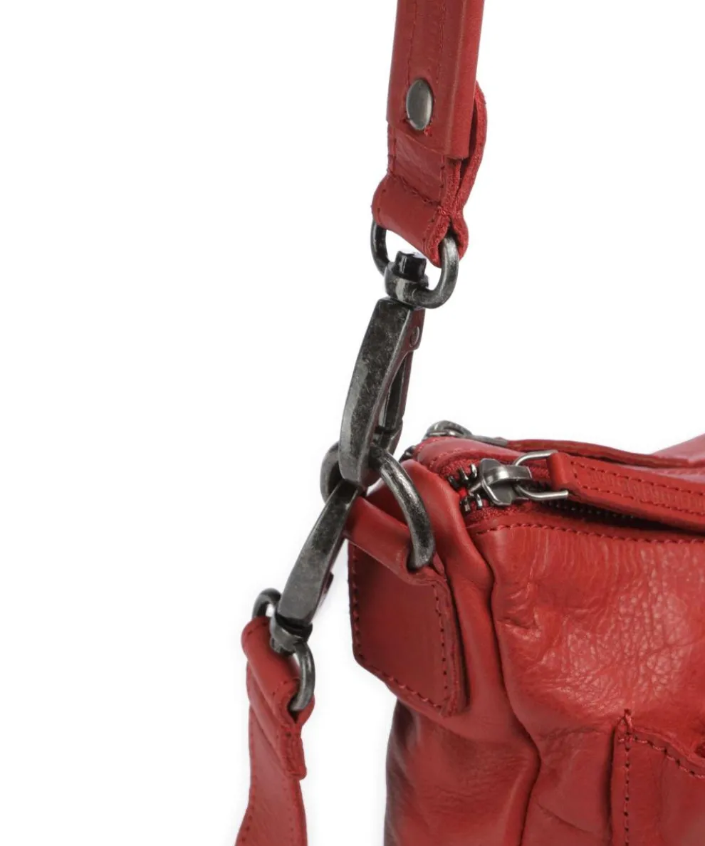 Washed Waxed Cow Caroline Shoulder bag grained cow leather red