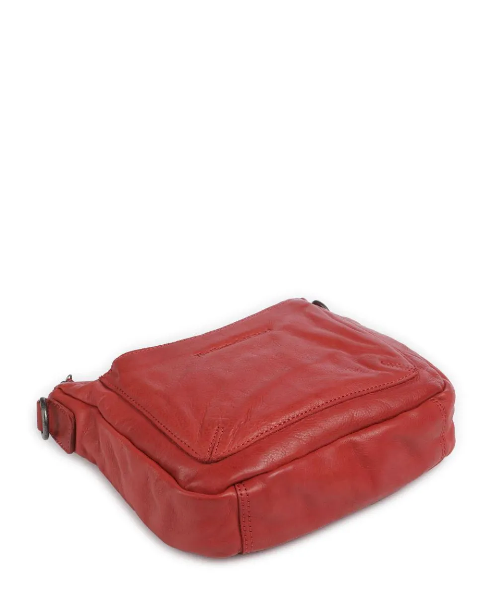 Washed Waxed Cow Caroline Shoulder bag grained cow leather red