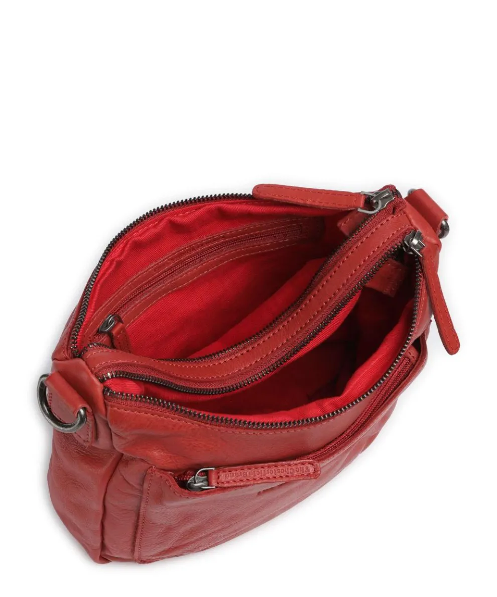 Washed Waxed Cow Caroline Shoulder bag grained cow leather red