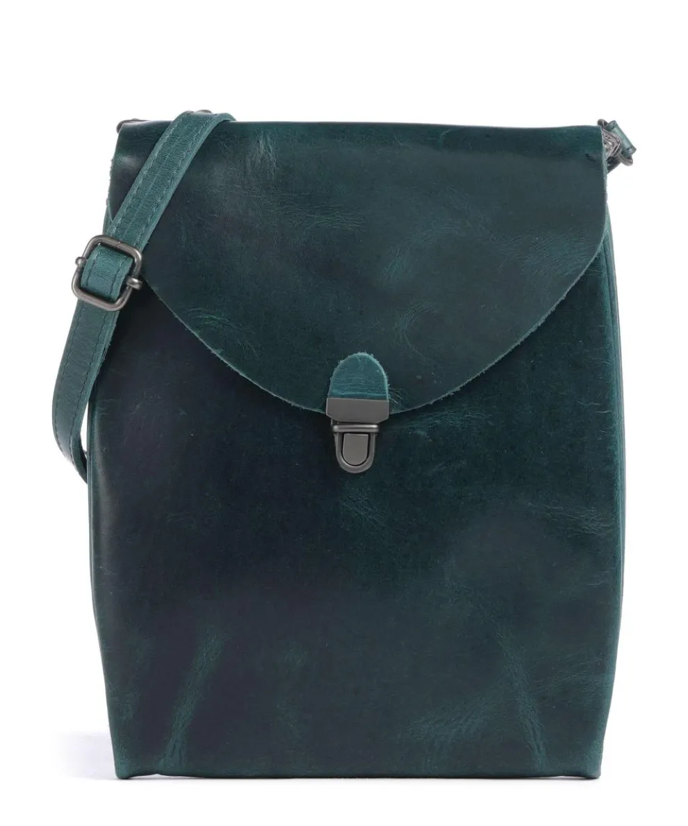 Fold Crossbody bag smooth cow leather petrol