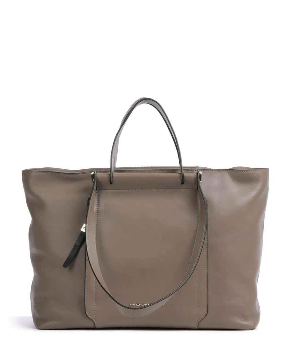 Circle Tote bag 15″ fine grain cow leather taupe