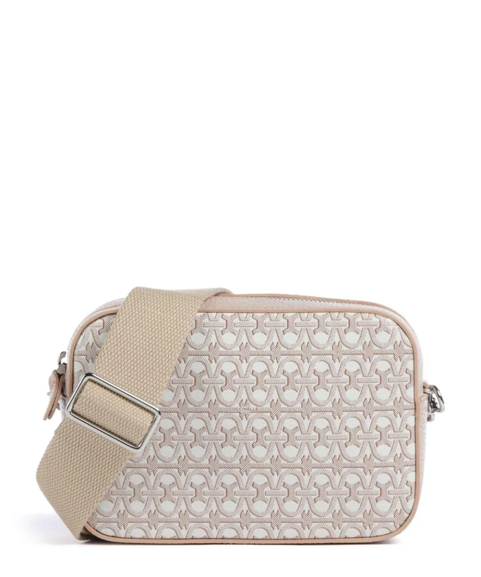 Tebe Monogram Crossbody bag grained leather, cotton antique pink