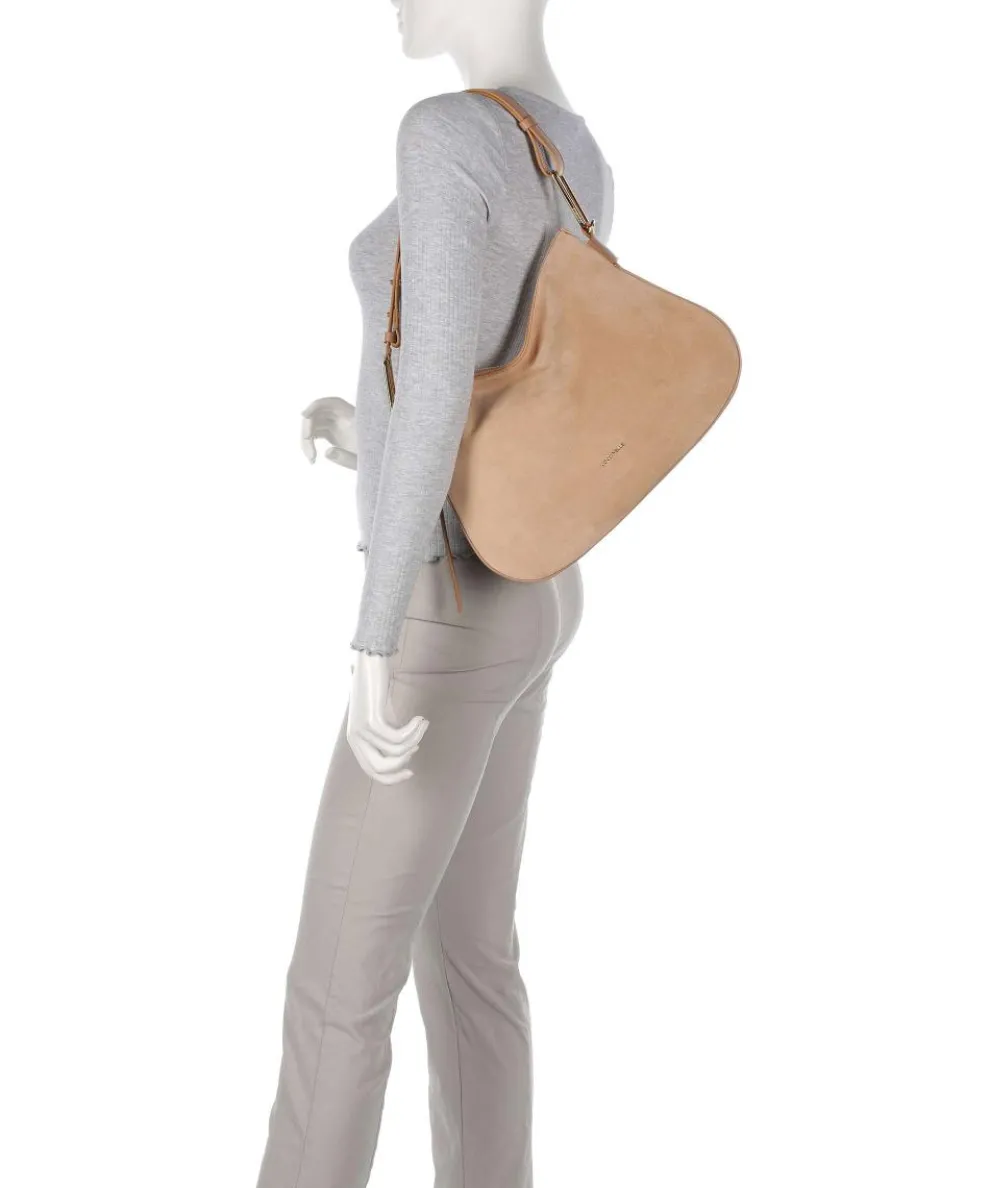 Magie Suede Hobo bag brushed leather, grained leather light brown