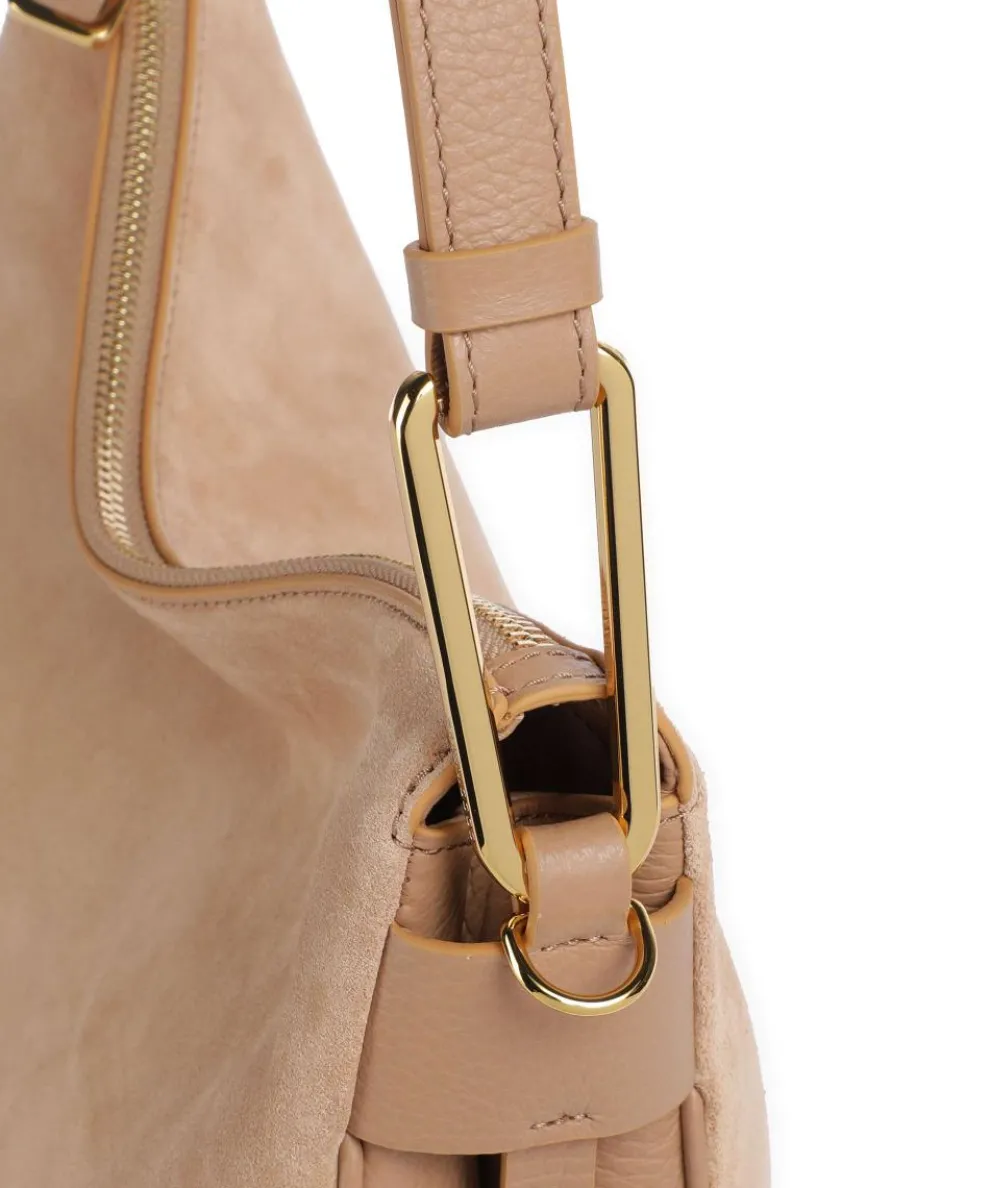 Magie Suede Hobo bag brushed leather, grained leather light brown