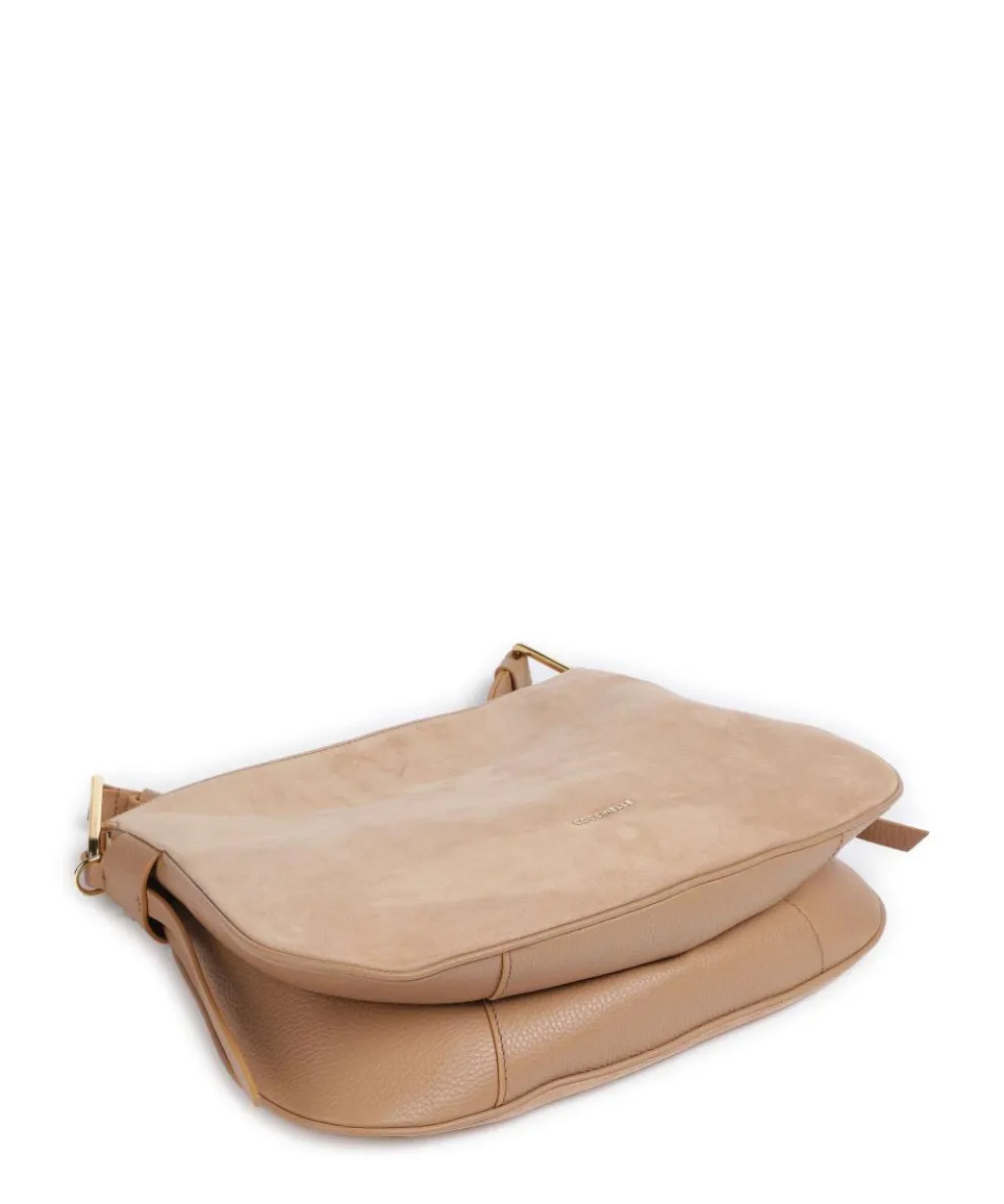 Magie Suede Hobo bag brushed leather, grained leather light brown