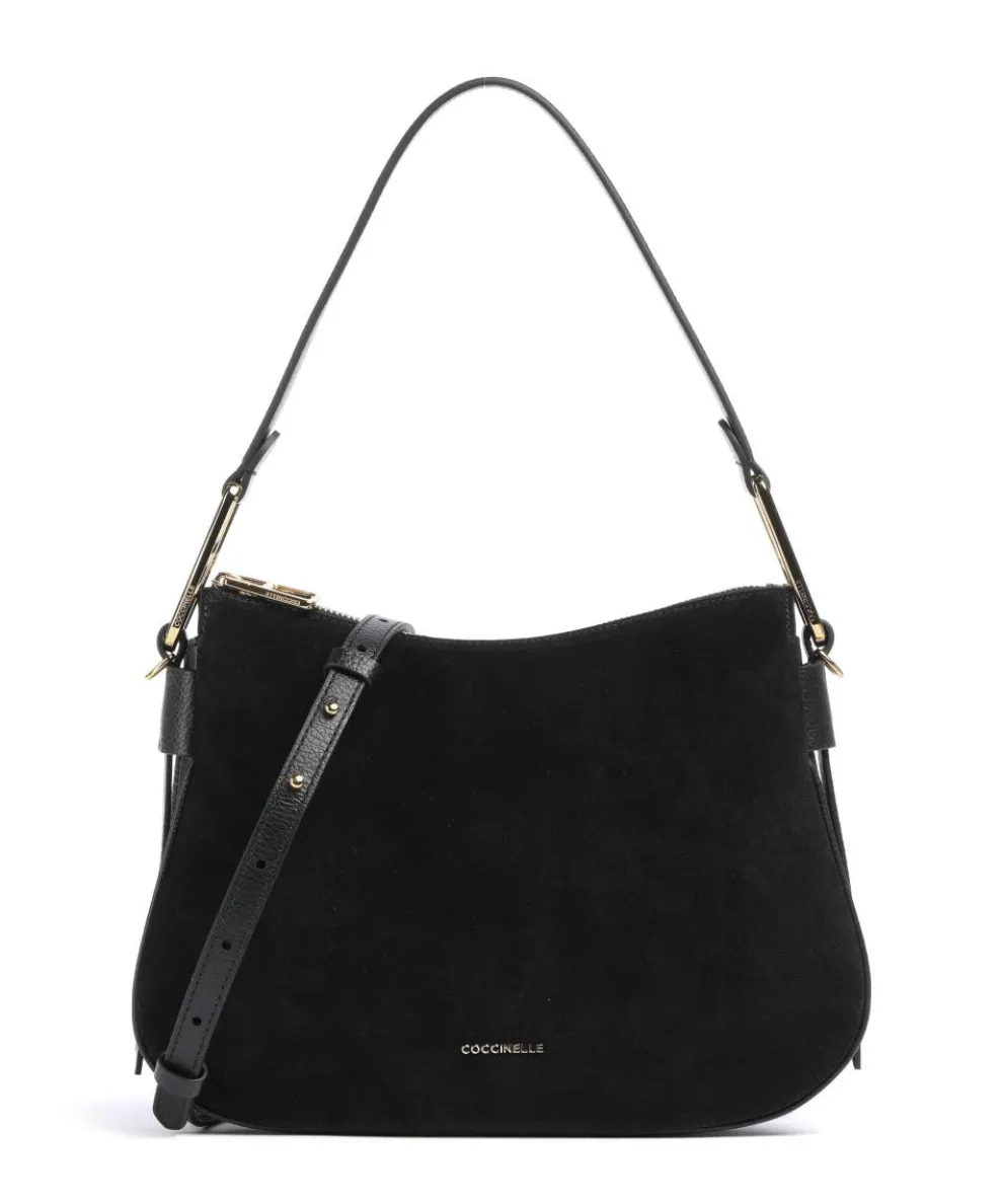 Magie Suede Hobo bag brushed leather black