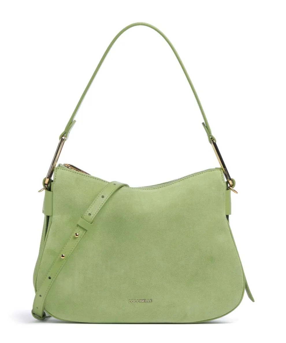 Magie Suede Hobo bag brushed leather green