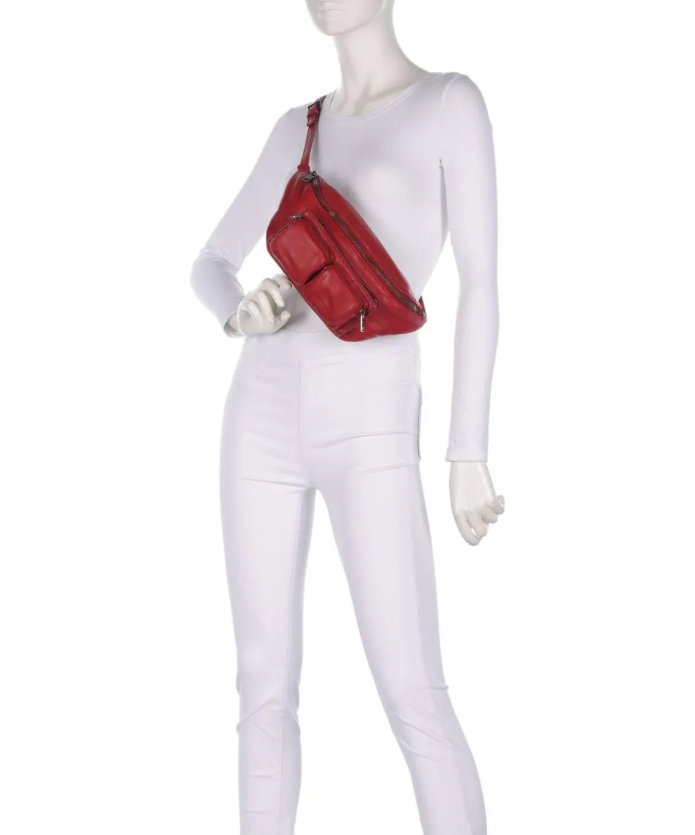 Maia Sheep Natural M Fanny pack sheepskin leather dark red