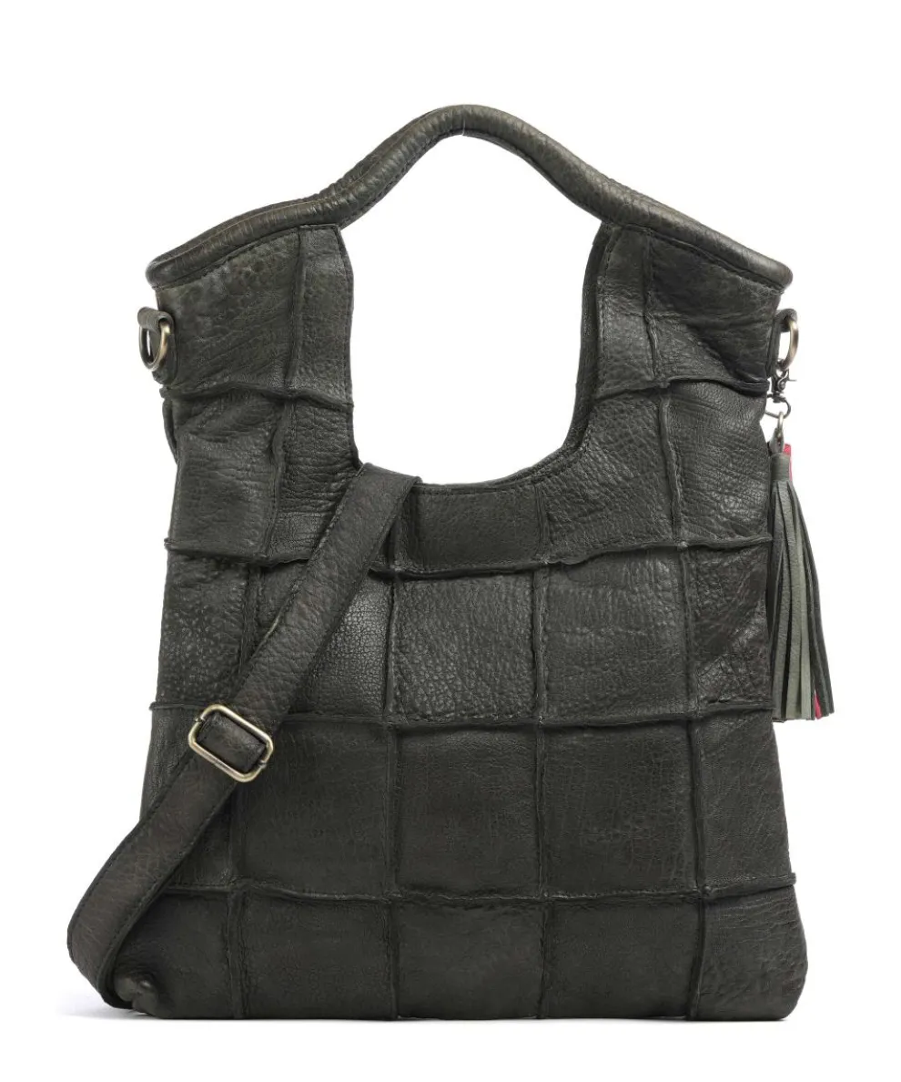 Malvengasse 1 Tote bag sheepskin leather dark green