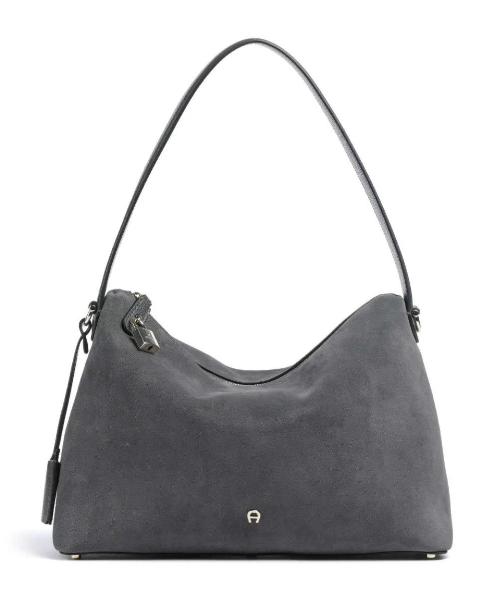 Delia M Hobo bag brushed leather dark grey