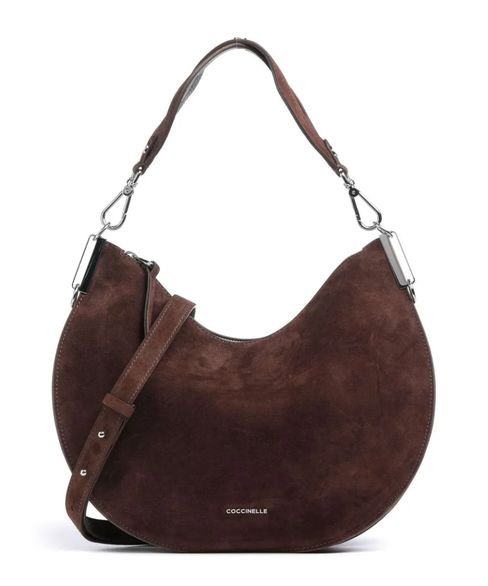 Sunup Suede Hobo bag brushed leather dark brown