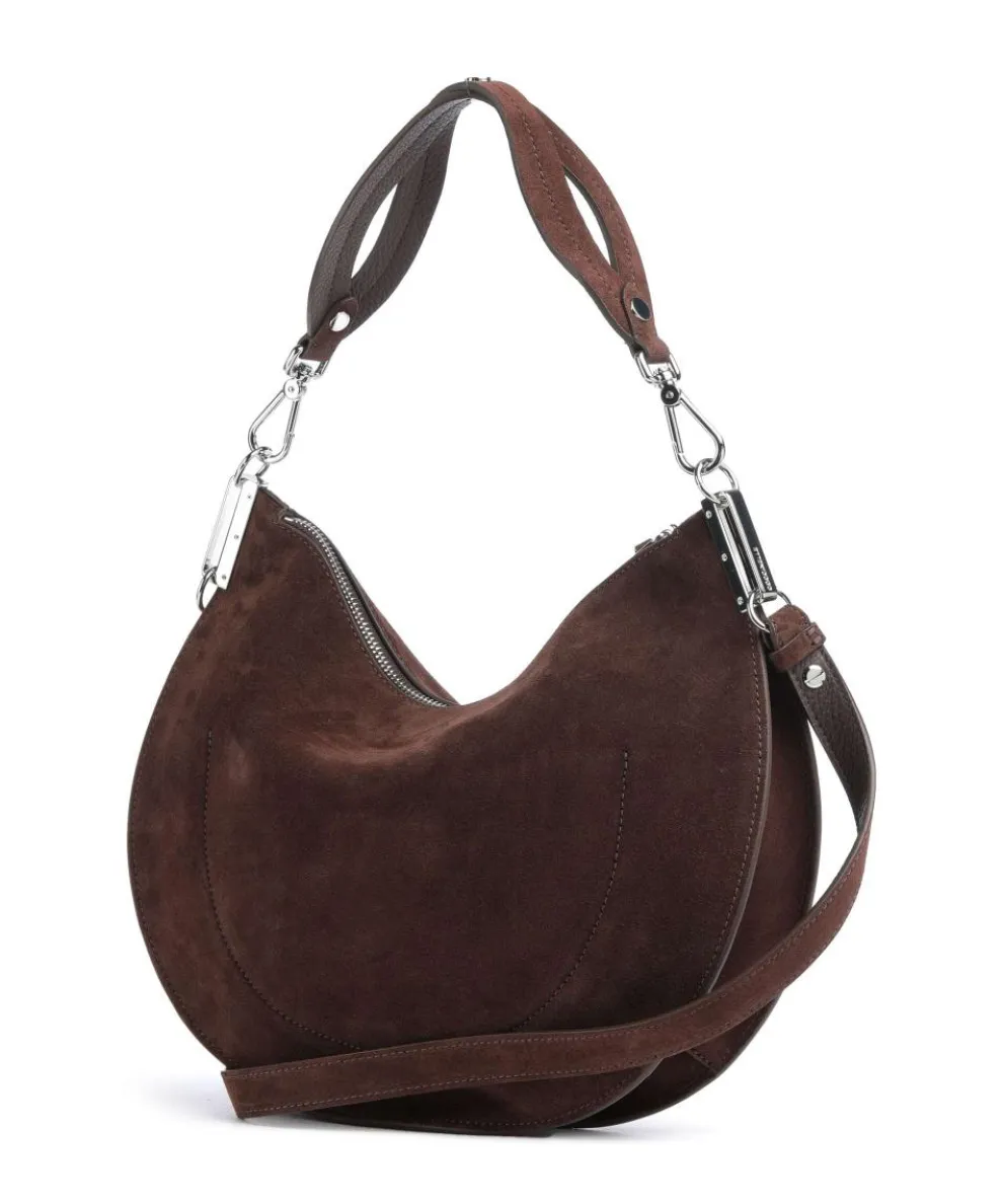 Sunup Suede Hobo bag brushed leather dark brown