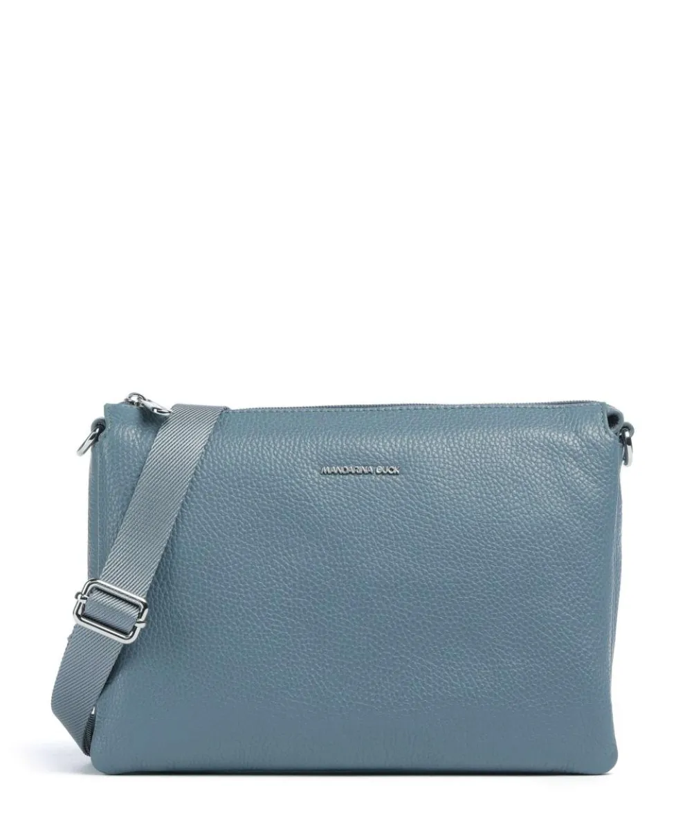 Mellow Leather Crossbody bag grained calfskin blue-grey