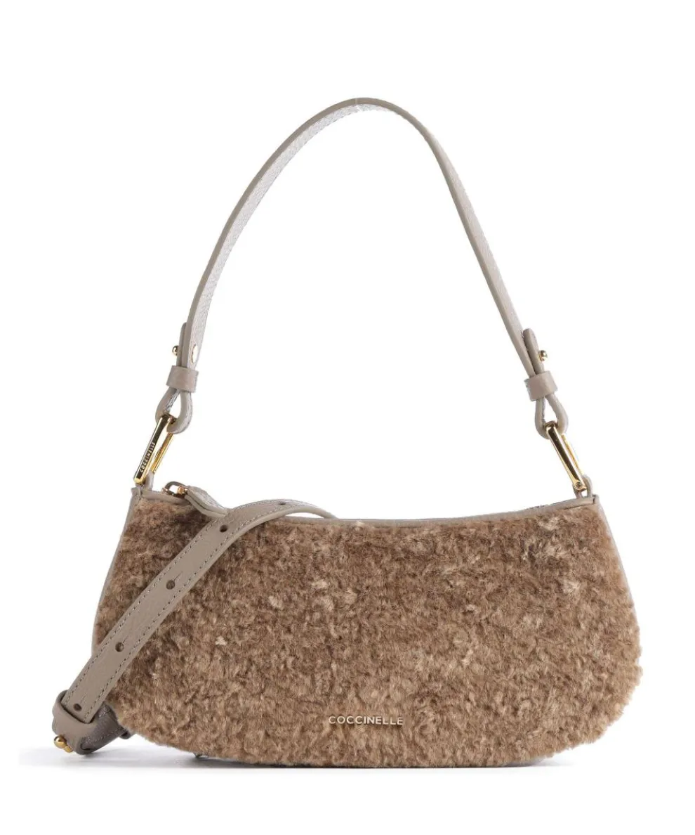 Merveille Astrakan Shoulder bag grained cow leather, faux fur taupe
