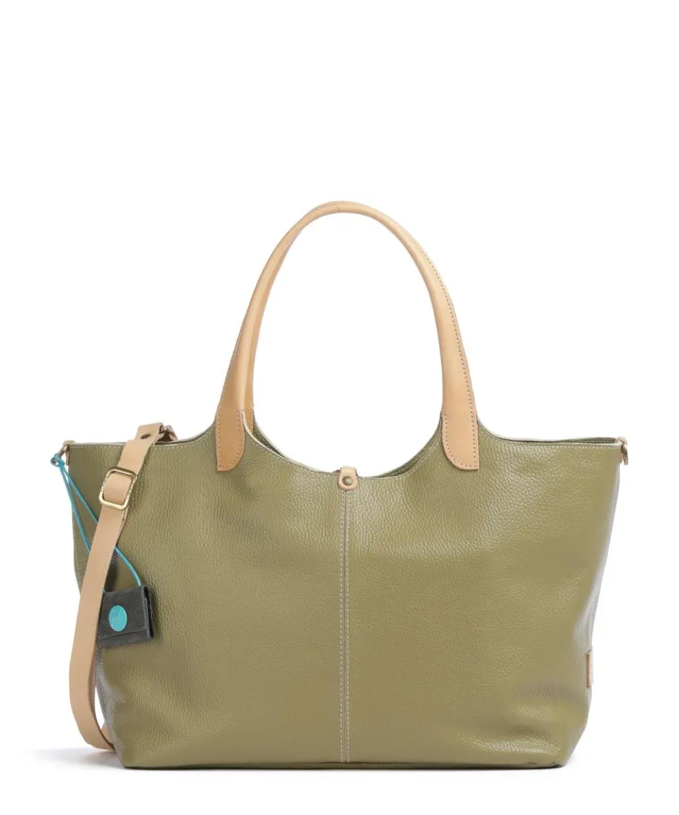 Milos Blanca Tote bag grained calfskin olive-green
