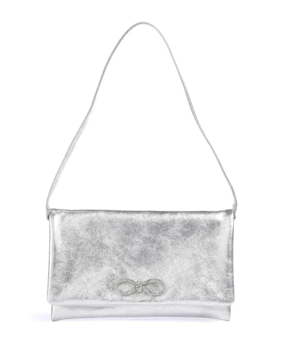 Mimosa Strass Shoulder bag grained leather silver