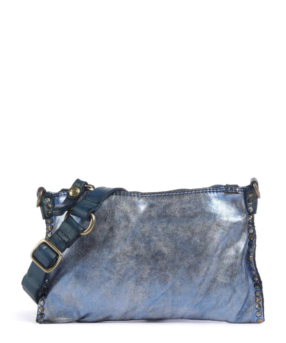 Crossbody bag fine grain cow leather blue