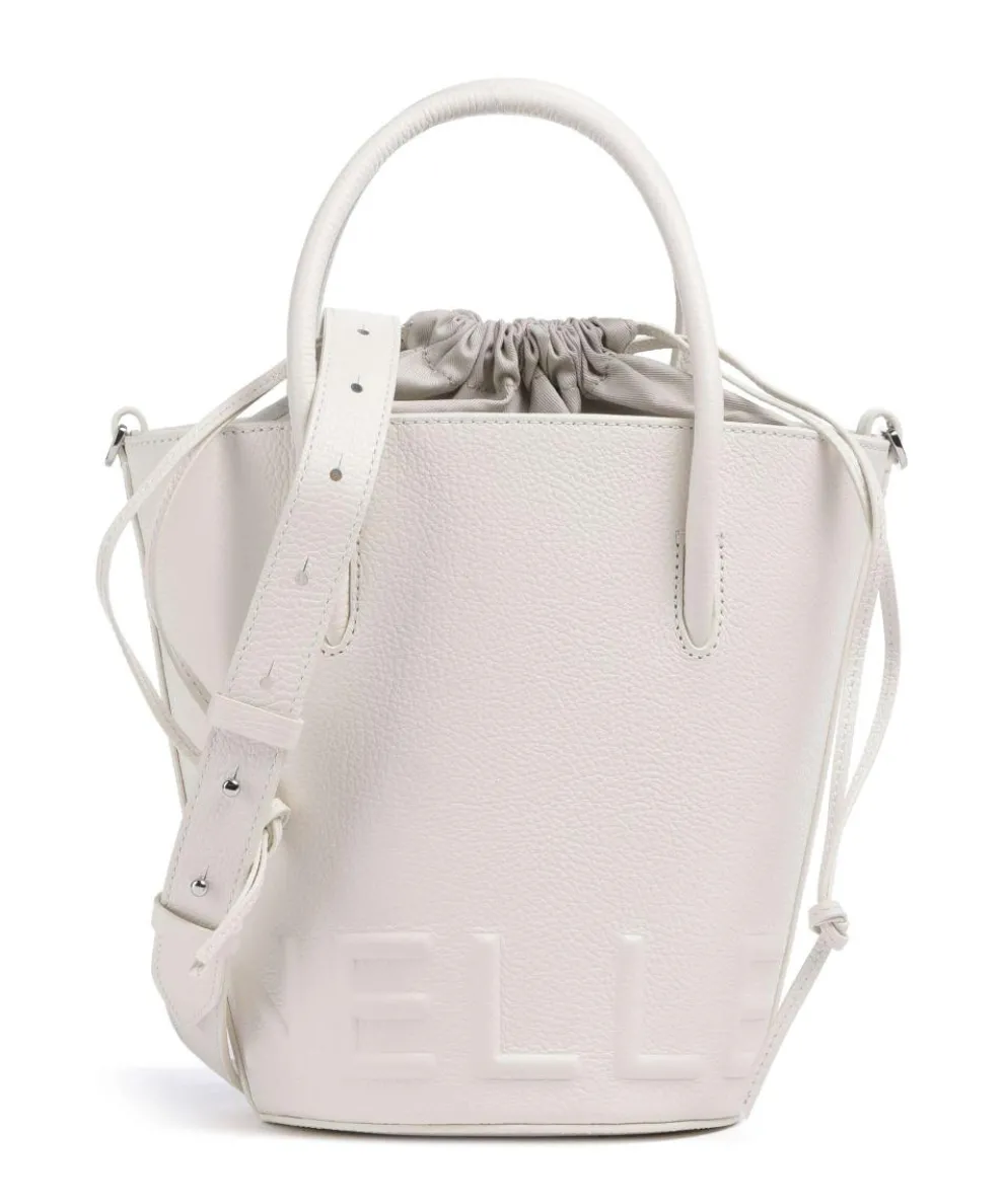 Myrtha Maxi Logo Bucket bag grained cow leather white