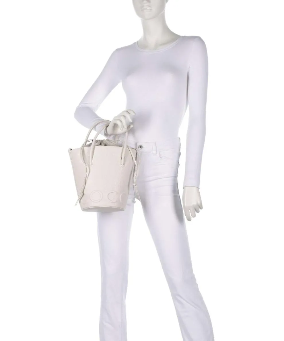 Myrtha Maxi Logo Bucket bag grained cow leather white