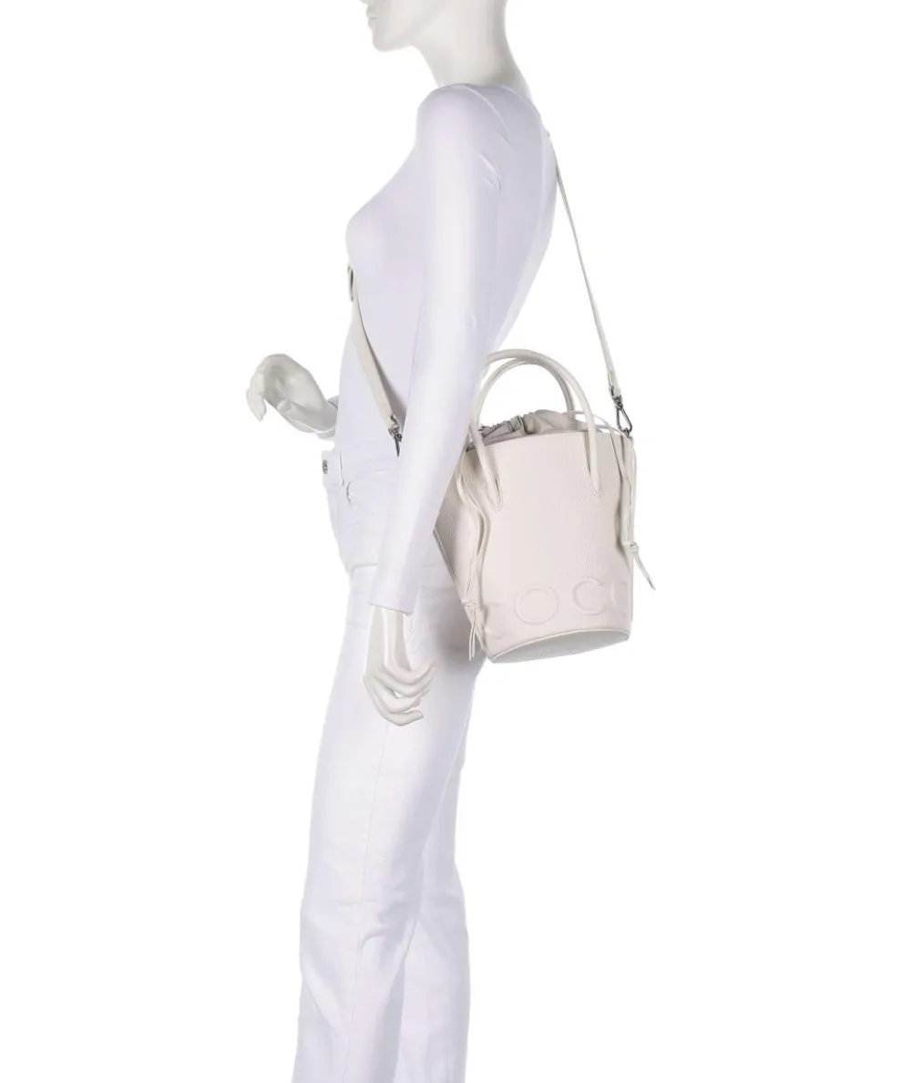 Myrtha Maxi Logo Bucket bag grained cow leather white