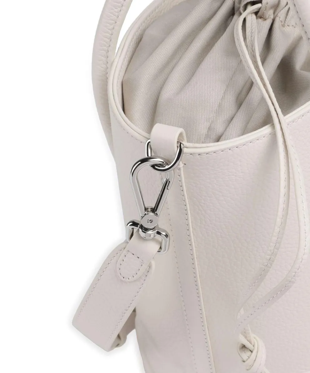 Myrtha Maxi Logo Bucket bag grained cow leather white