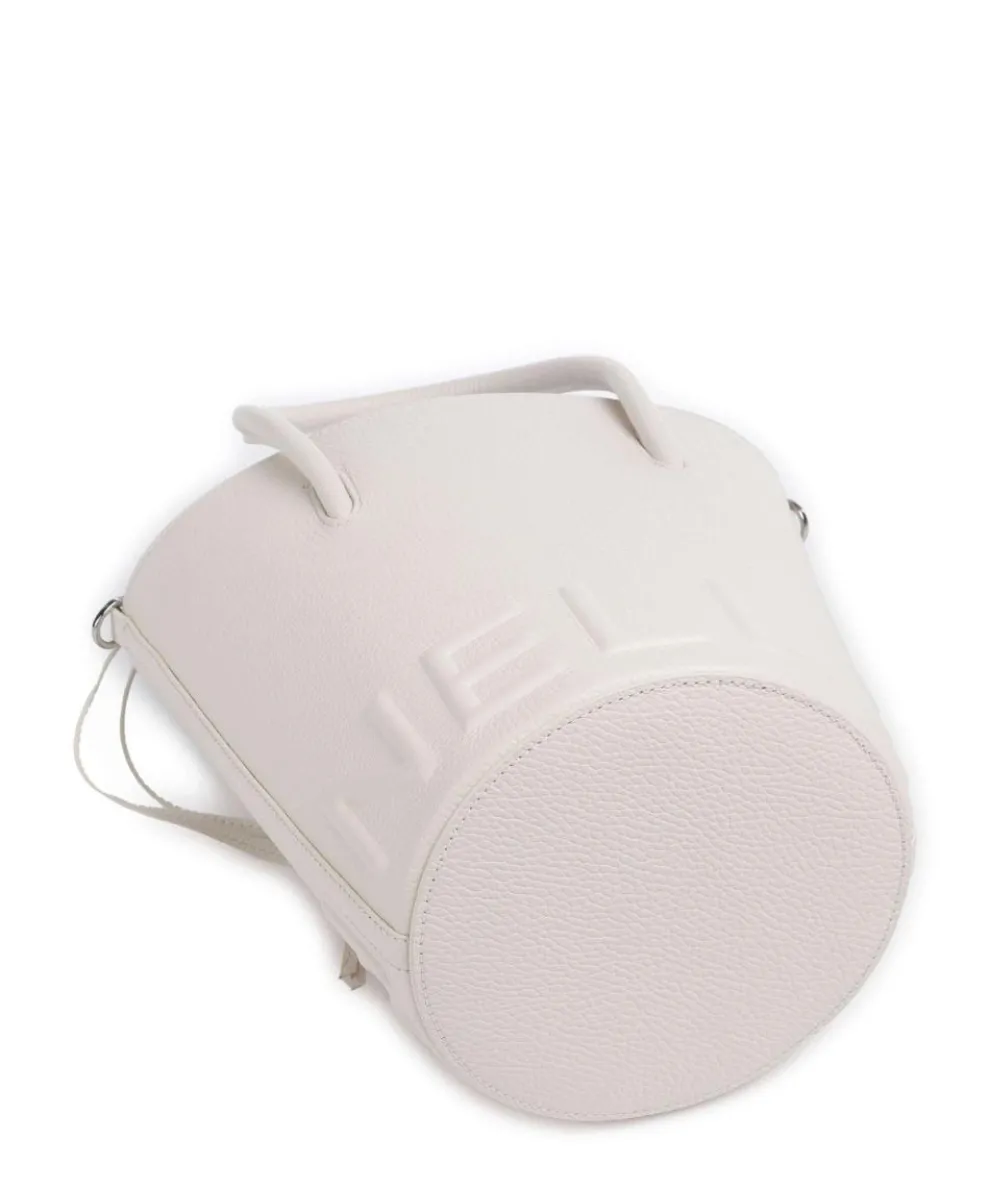 Myrtha Maxi Logo Bucket bag grained cow leather white