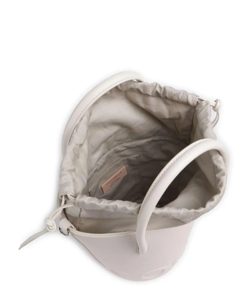 Myrtha Maxi Logo Bucket bag grained cow leather white