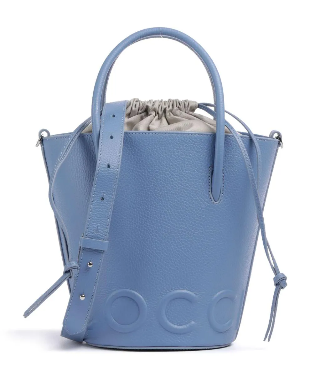 Myrtha Maxi Logo Bucket bag grained cow leather blue