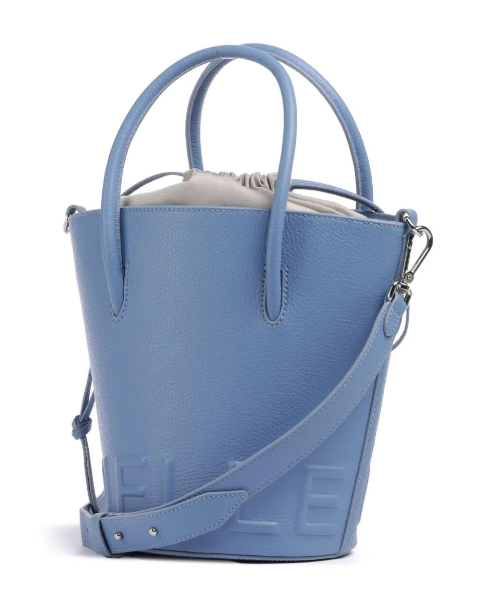 Myrtha Maxi Logo Bucket bag grained cow leather blue