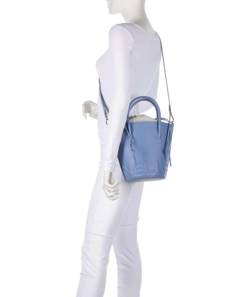 Myrtha Maxi Logo Bucket bag grained cow leather blue