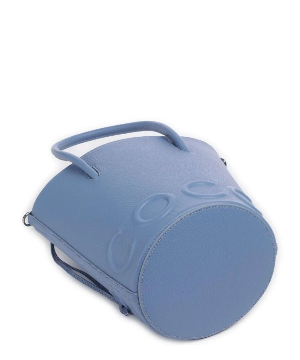 Myrtha Maxi Logo Bucket bag grained cow leather blue