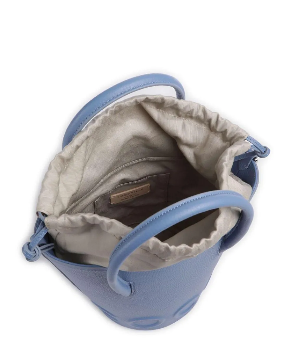 Myrtha Maxi Logo Bucket bag grained cow leather blue