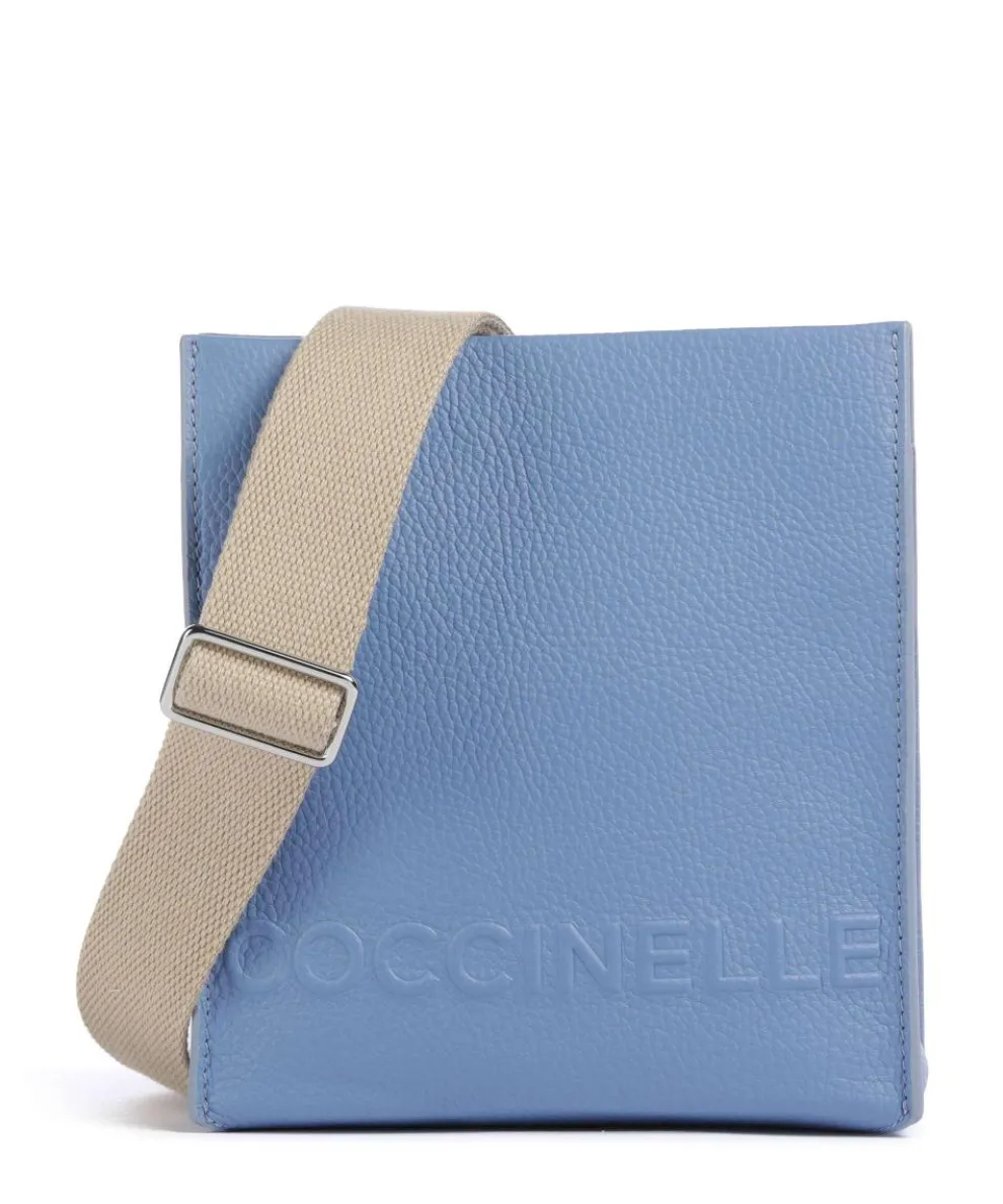 Myrtha Maxi Logo Crossbody bag grained leather blue