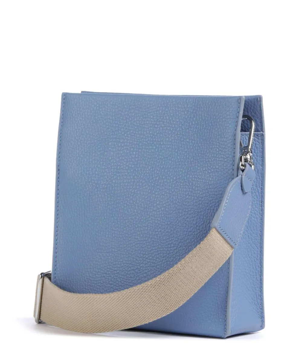 Myrtha Maxi Logo Crossbody bag grained leather blue