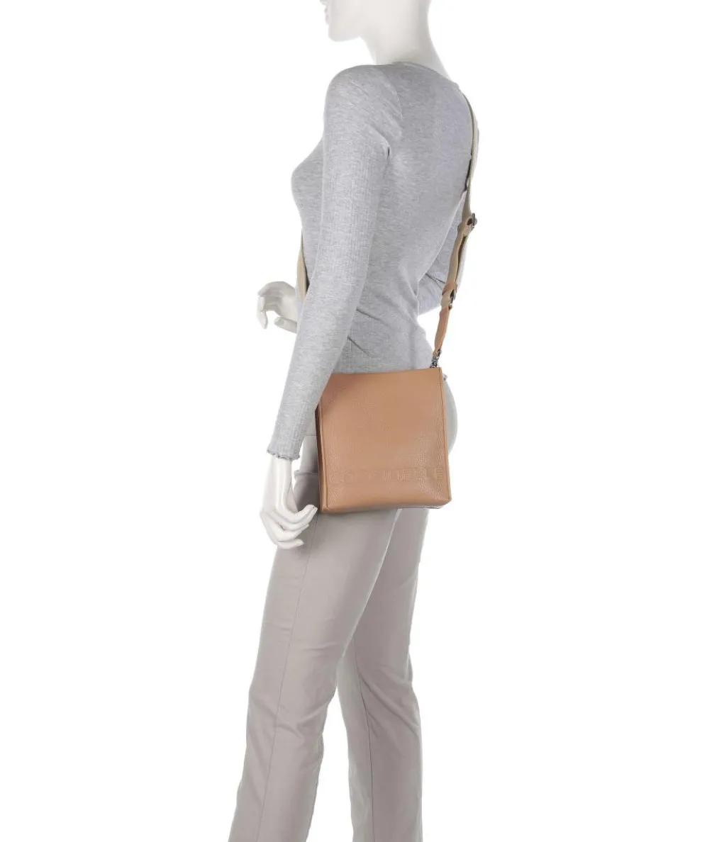 Myrtha Maxi Logo Crossbody bag grained leather light brown