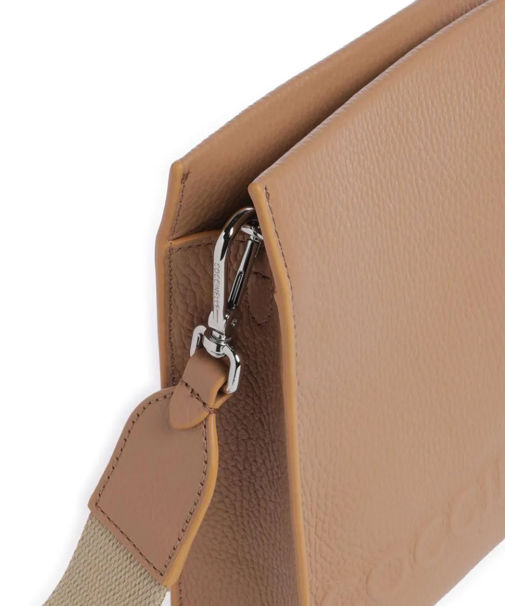 Myrtha Maxi Logo Crossbody bag grained leather light brown