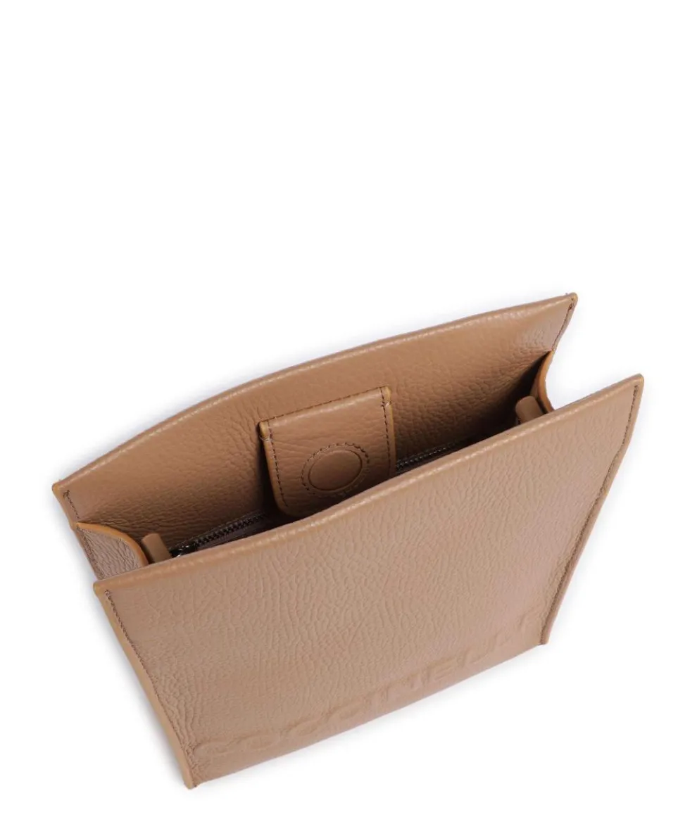 Myrtha Maxi Logo Crossbody bag grained leather light brown