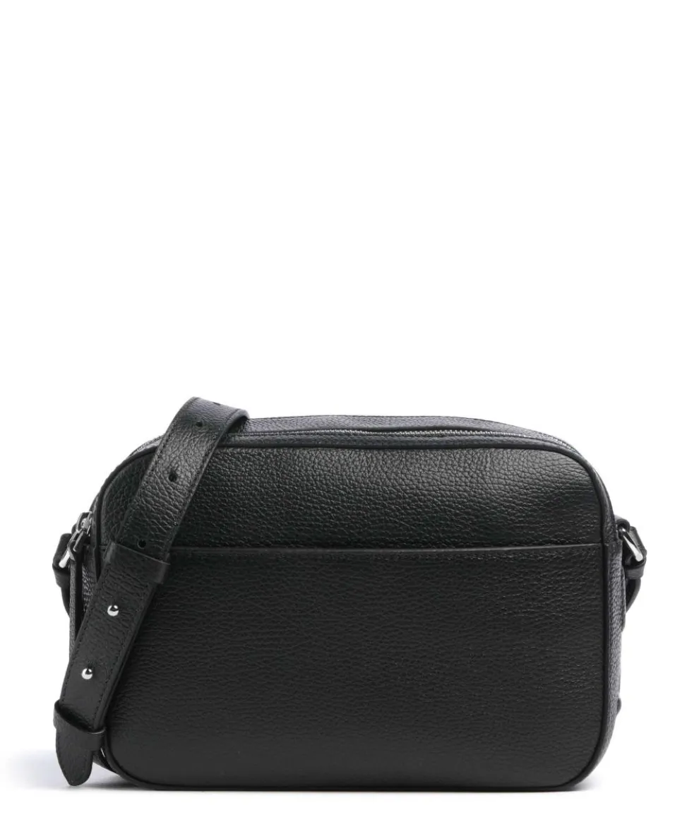 Myrtha Maxi Logo Crossbody bag grained cow leather black