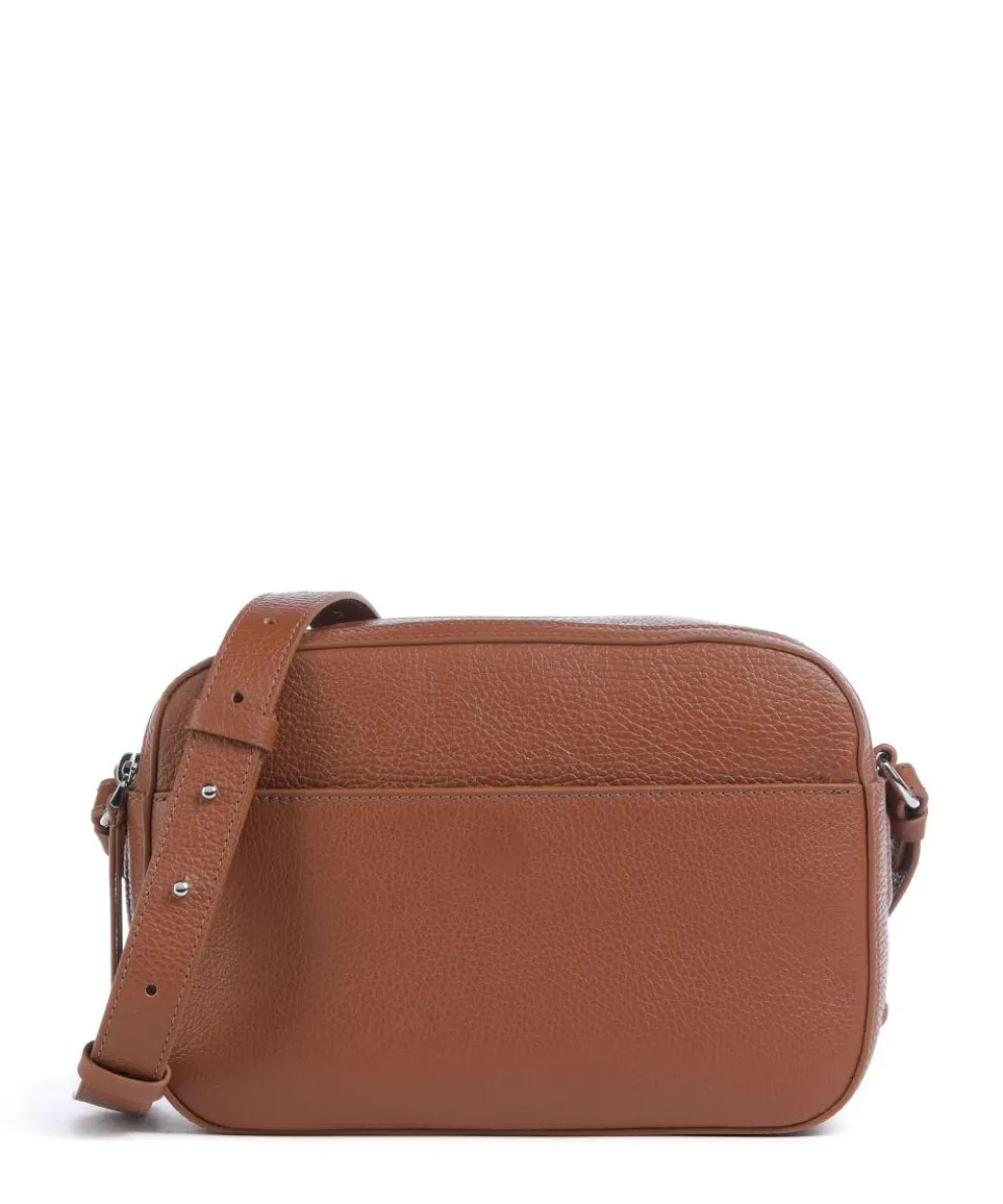 Myrtha Maxi Logo Crossbody bag grained cow leather brown
