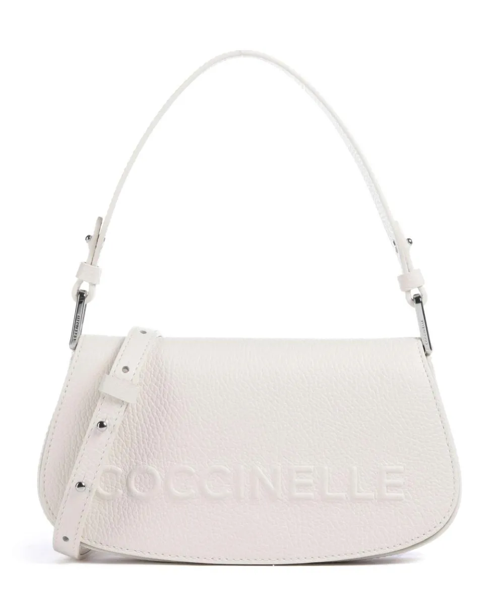 Myrtha Maxi Logo Shoulder bag grained leather white