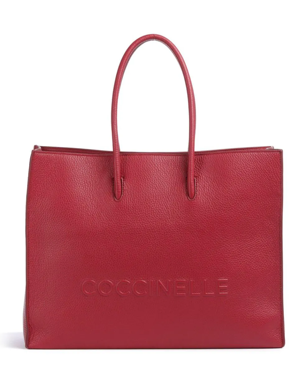 Myrtha Maxi Logo Tote bag grained cow leather red