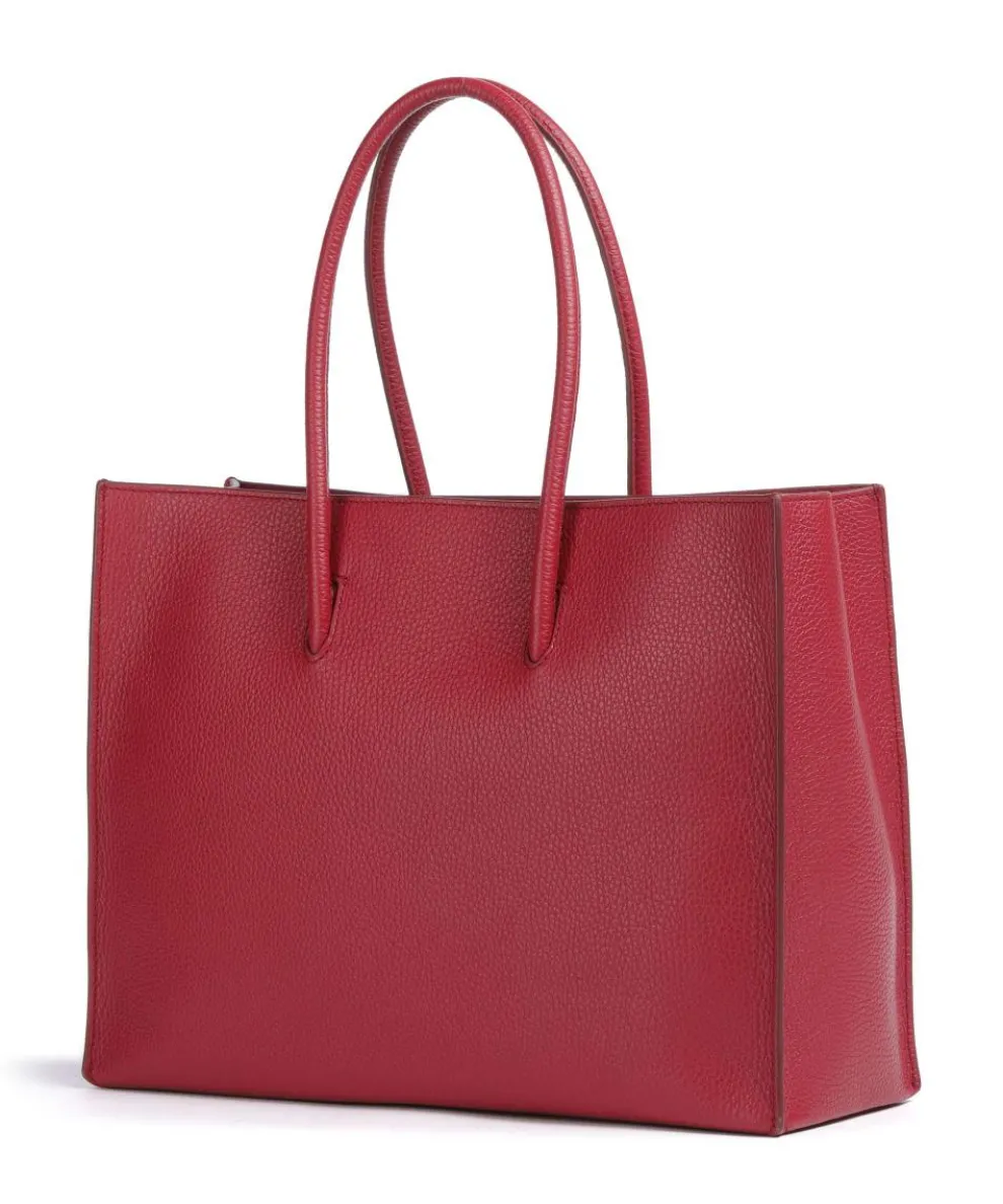 Myrtha Maxi Logo Tote bag grained leather red