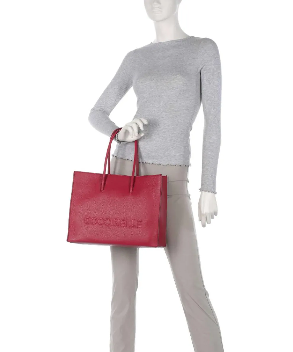 Myrtha Maxi Logo Tote bag grained leather red