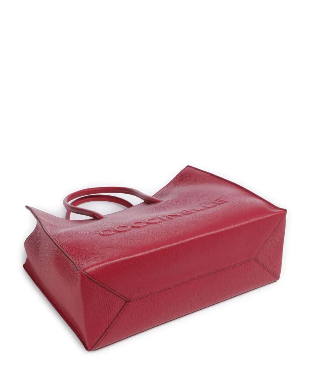 Myrtha Maxi Logo Tote bag grained leather red