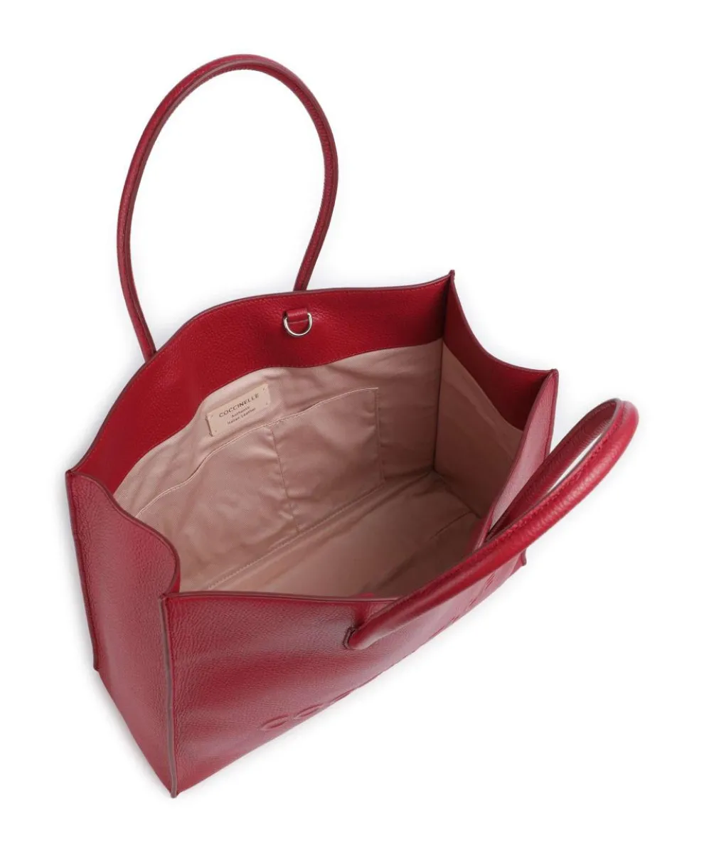 Myrtha Maxi Logo Tote bag grained leather red