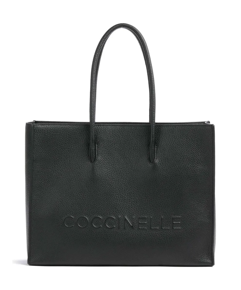 Myrtha Maxi Logo Tote bag grained leather black