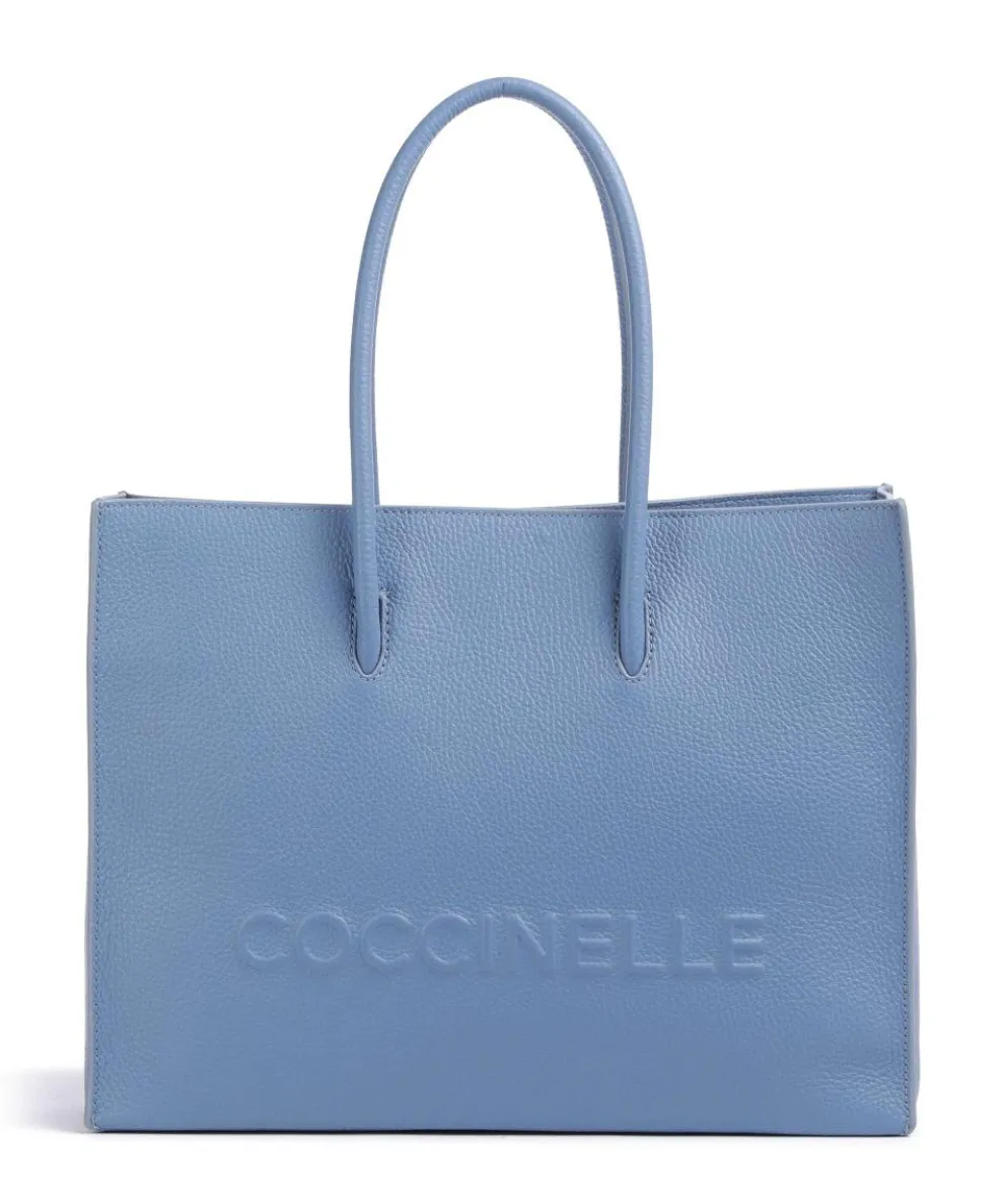 Myrtha Maxi Logo Tote bag grained leather blue